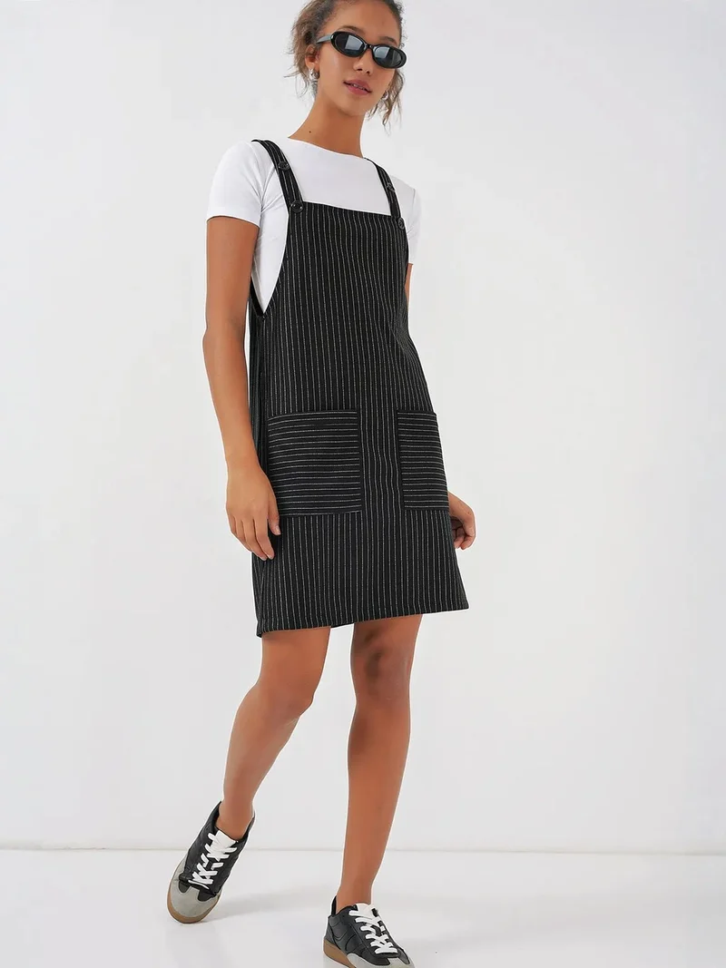 بيغ دارت BDART Mini Striped Dress with Square Collar and Pocket